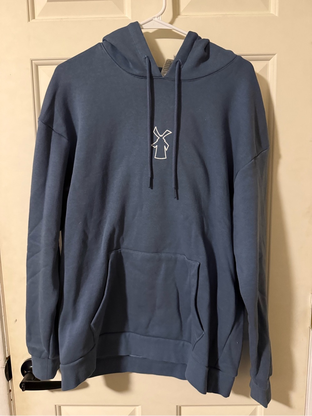 Dutch Bros Slate Blue Pullover Hoodie with Windmill Chest Logo